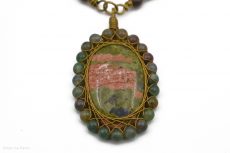 Collier Unakite sertie de perles d'Agate