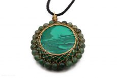 Malachite paysagée perle d'Agate verte