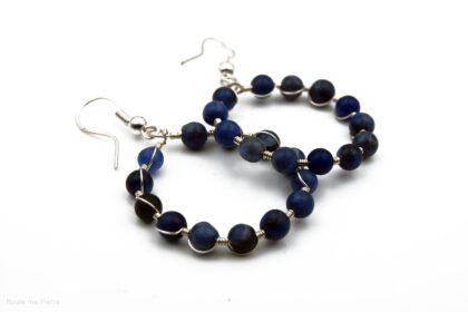 Boucles d'oreilles perles Sodalite fil plaqué argent