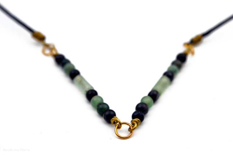 Personnalisation perles tubes Agate verte Spinelle noire