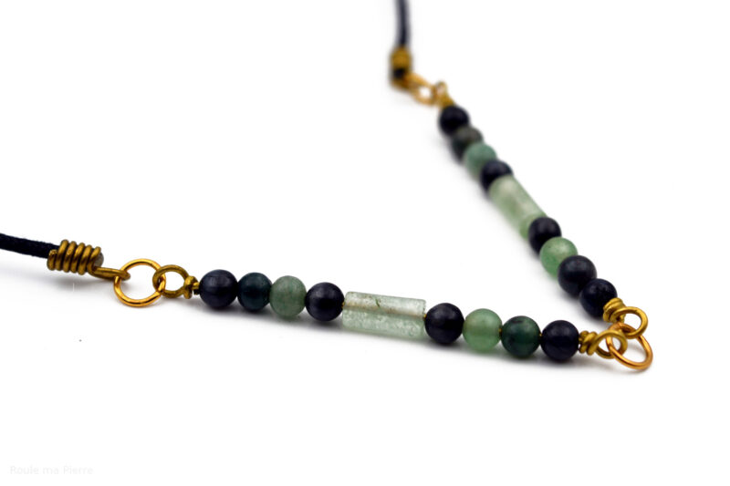 Personnalisation perles tubes Agate verte Spinelle noire