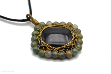 Pendentif Onyx perles d'Agate verte