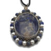 Pendentif cabochon Lapis Lazuli sertit avec des Perles Naturelles et de Sodalite