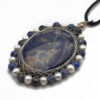 Pendentif cabochon Lapis Lazuli sertit avec des Perles Naturelles et de Sodalite