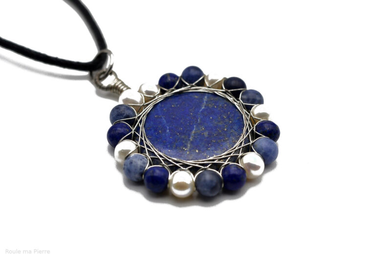 Pendentif Lapis Lazuli Perles Naturelles Lapis et Sodalite