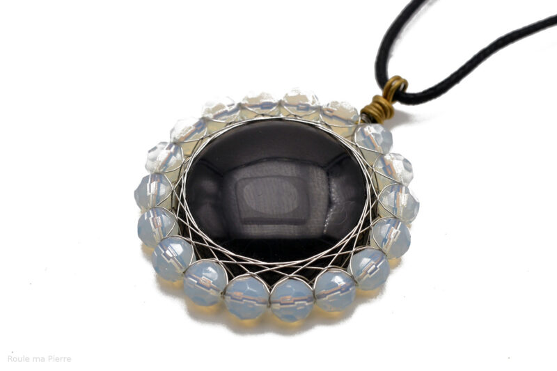 Pendentif onyx perle verre facettée