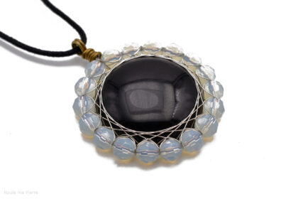 Pendentif onyx perle verre facettée