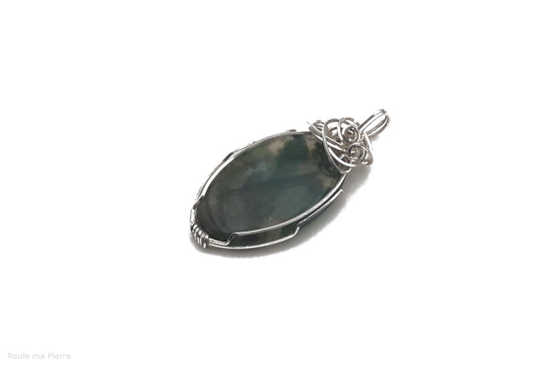 Pendentif agate Mousse sertie organique